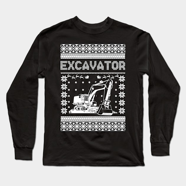 Excavator Xmas Long Sleeve T-Shirt by Tee-hub